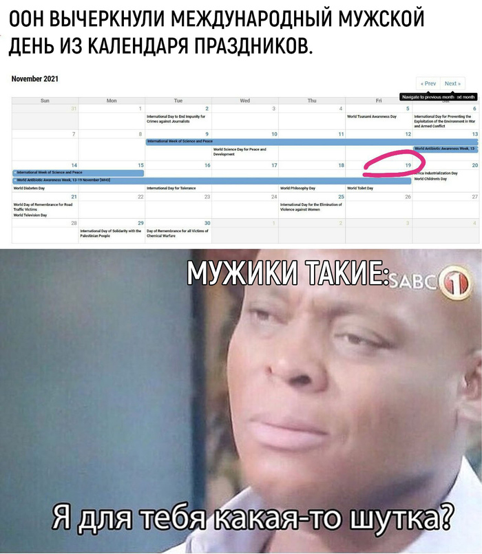 ООН Вычеркнули международный мужской день из календаря праздников