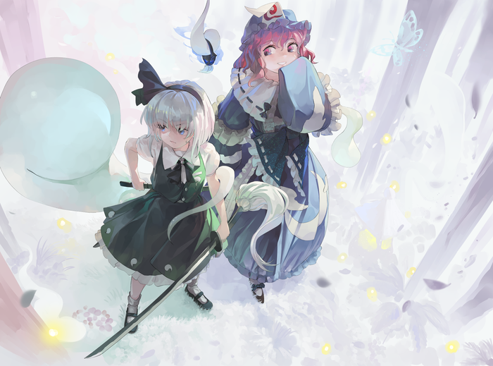 Princess and Half-Phantom Touhou, Saigyouji Yuyuko, Konpaku Youmu, Anime Art, , , Riki6