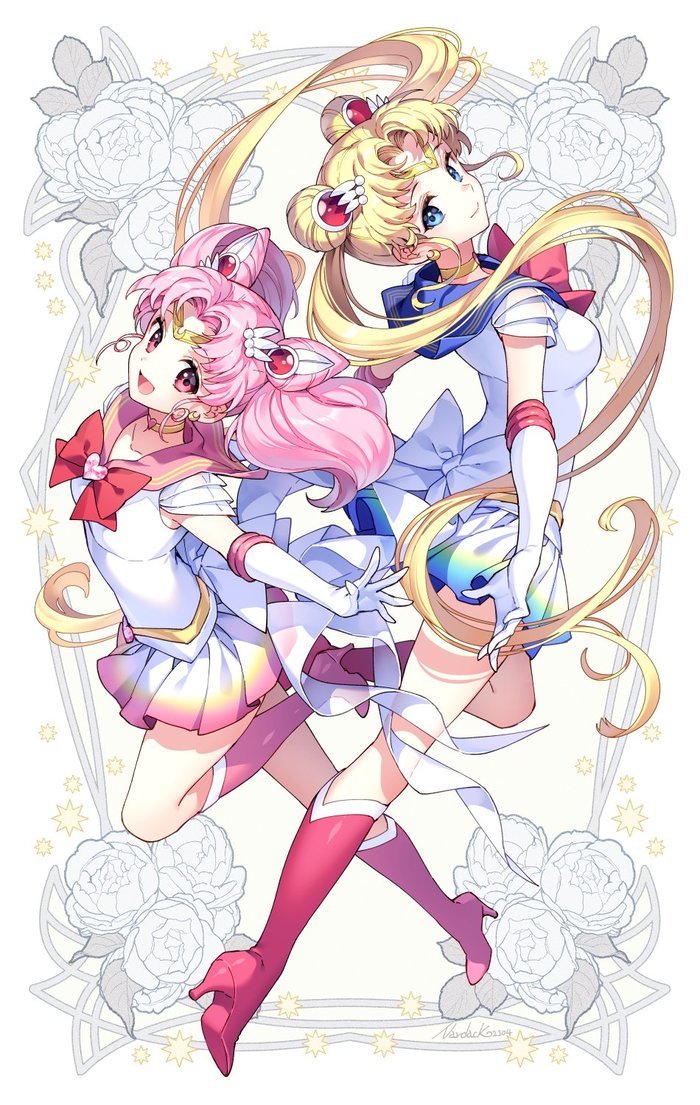 Double Moon Sailor Moon, Anime Art, , Tsukino Chibiusa, Tsukino Usagi