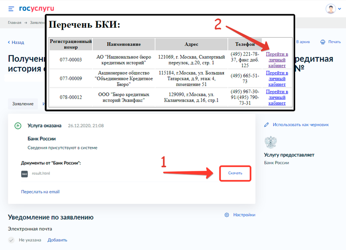 Кредитная история госуслуги через телефон