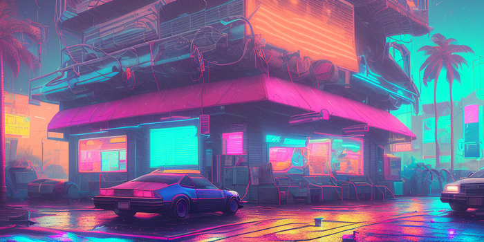 Syntwave neon city by stable diffusion ArtStation, Stable Diffusion, , 2D, ,  ,  , Synthwave, Digital,  ,  , , Midjourney, 