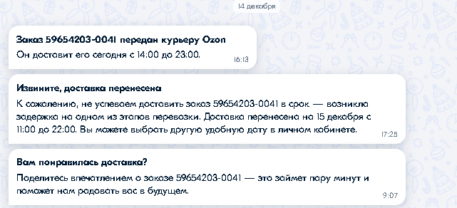 Озон не доставляет заказ курьером