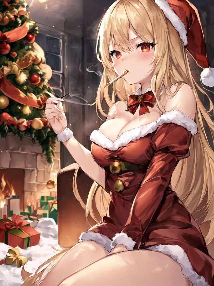 New Year Anime Art, Original Character, , Santa costume, , , ,  