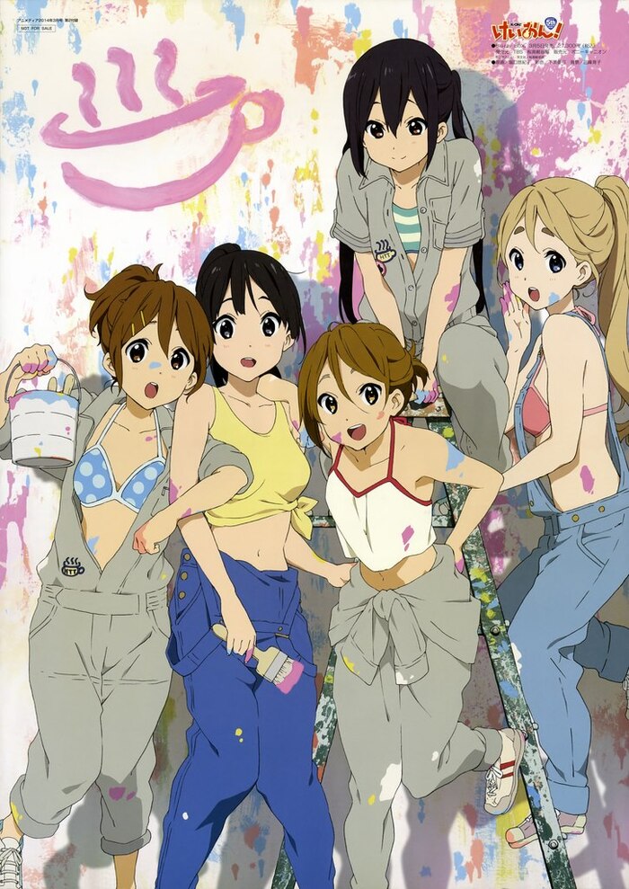   ?     ! Anime Art, , Yui Hirasawa, Akiyama Mio, Ritsu Tainaka, Tsumugi Kotobuki, Azusa Nakano, K-on, 