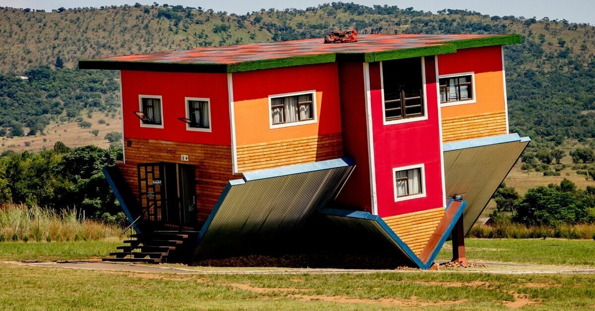 Down house. Upside down House. Upside down House in Dilijan. Upside down House in Kazan. Design Exterior upside down House.