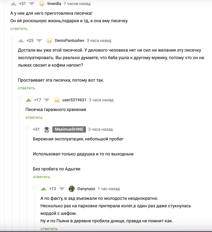 Писечка гаражного хранения