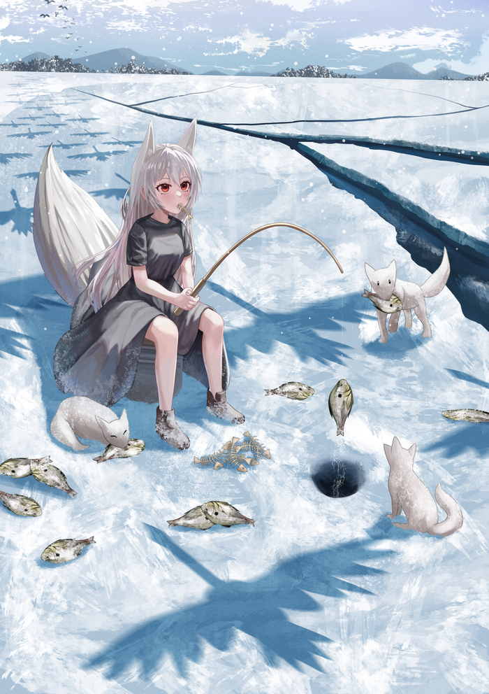 Ice Fishing Anime Art, , Animal Ears, , Original Character, 