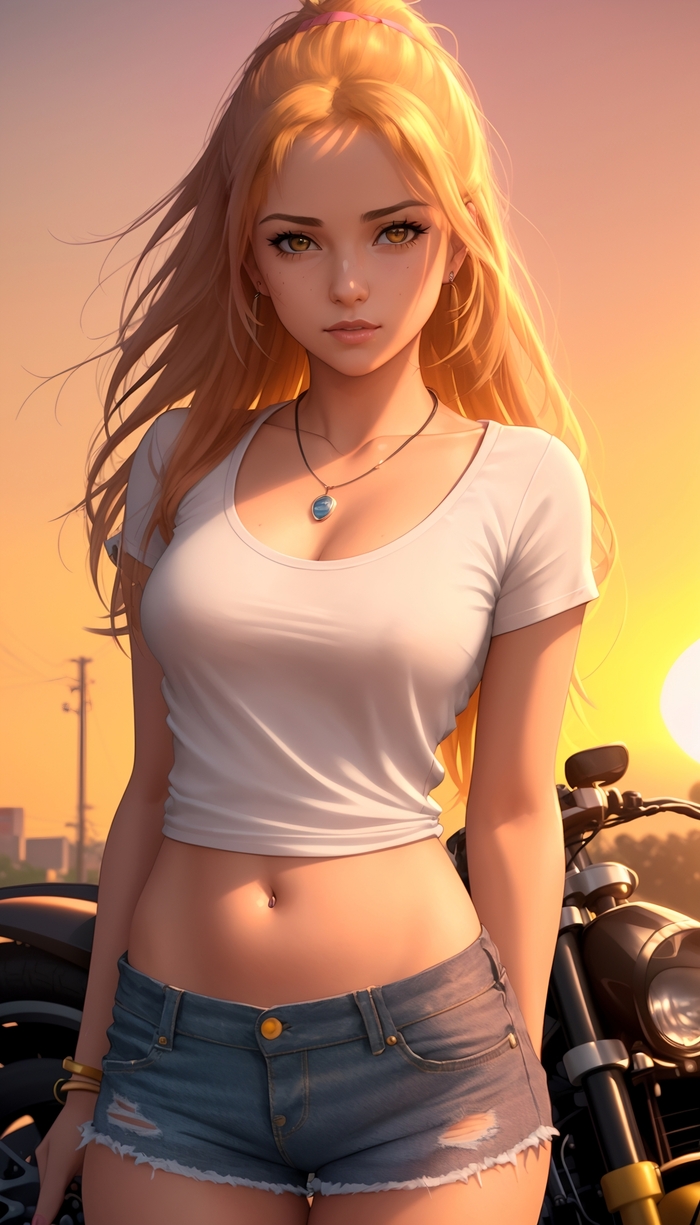 Girls at Sunset , ,  , Stable Diffusion,  , 