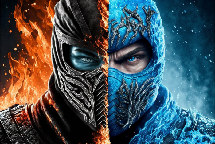 Mortal Kombat. Sub-Zero vs Scorpion Midjourney,  ,  , , Mortal Kombat, -,  (Mortal Kombat), 