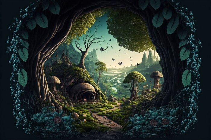 СКАЗОЧНЫЕ ОБОИ НА РАБОЧИЙ СТОЛ Midjourney, Арты нейросетей, Нейронные сети, Цифровой рисунок, Длиннопост, Фоторедактор, Обои на рабочий стол, Сказка, Река, Озеро, Красота, Волшебство, Магия, Ночь, День, Луна