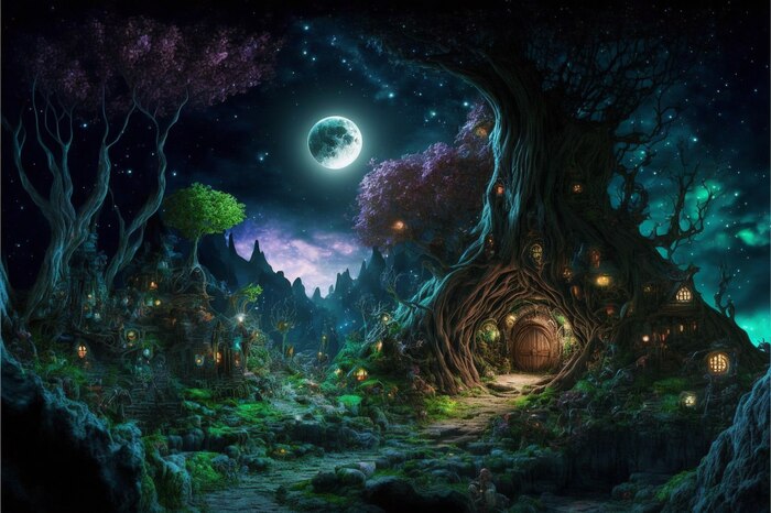 СКАЗОЧНЫЕ ОБОИ НА РАБОЧИЙ СТОЛ Midjourney, Арты нейросетей, Нейронные сети, Цифровой рисунок, Длиннопост, Фоторедактор, Обои на рабочий стол, Сказка, Река, Озеро, Красота, Волшебство, Магия, Ночь, День, Луна