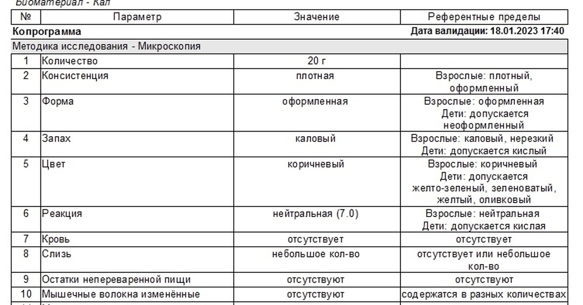 Копрограмма кала гемотест