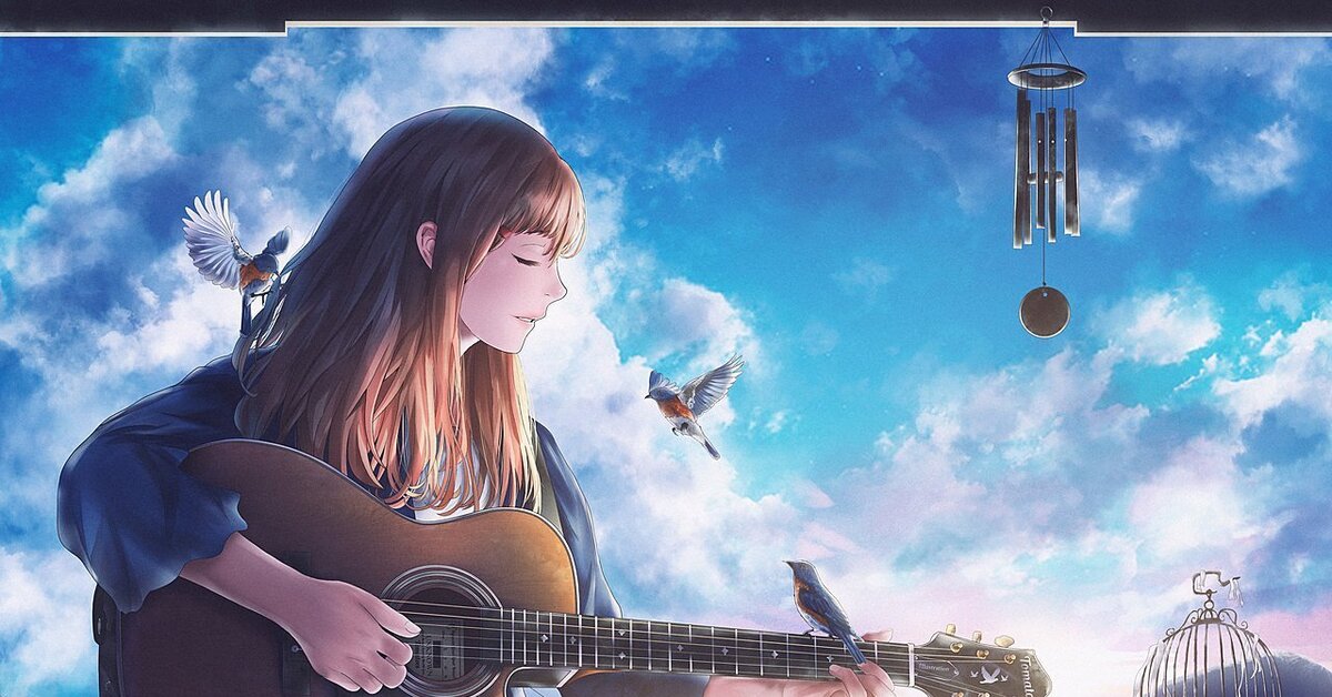 Исполняя мечты песня. Девушка с гитарой арт.