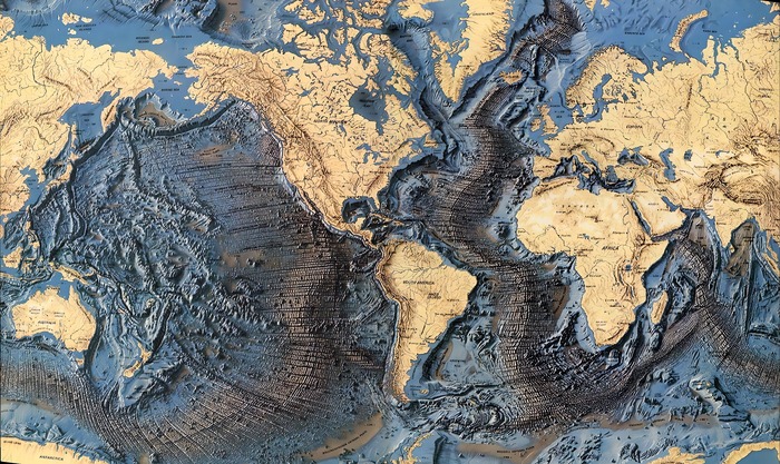 Карта океанического дна Карты, Познавательно, Мир, Дно, Хребет, Тихий океан, Атлантический океан, Индийский океан, Северный ледовитый океан, Научпоп, Наука, География, Подводный мир, Длиннопост