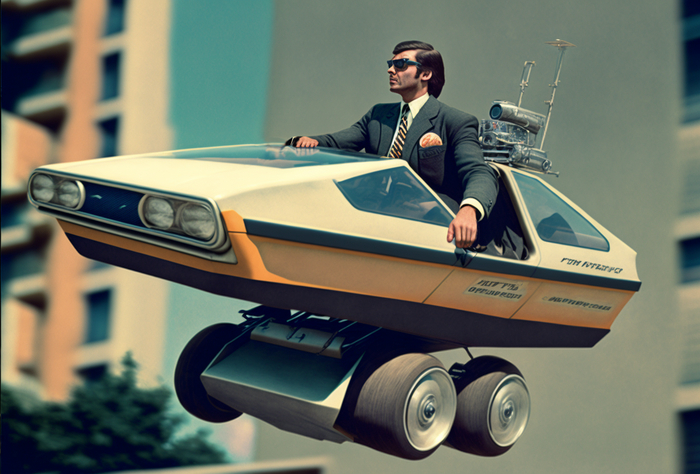 Директор НИИ ЛевитАвтоМаш летит на работу, 1984 г