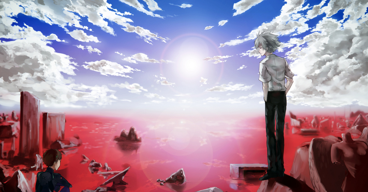 Евангелион обои на пк. Евангелион Эстетика Каору. Evangelion 2.22 Kaworu. Каору Нагиса закат. Обои на рабочий стол аниме Евангелион Каору.