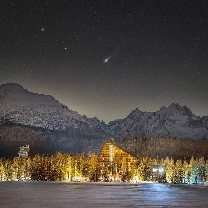 Комета C/2022 E3 над Высокими Татрами, Словакия