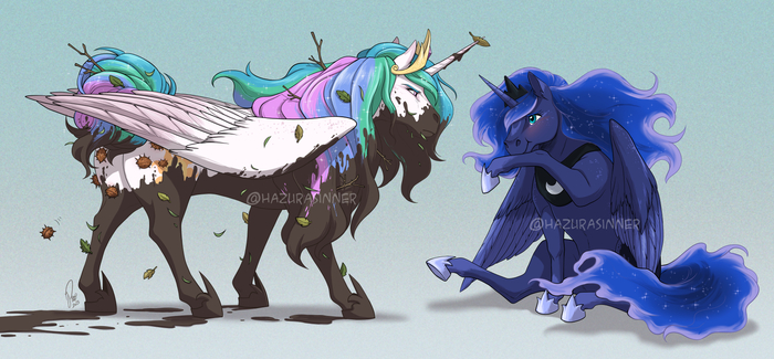   My Little Pony, Ponyart, Princess Celestia, Princess Luna
