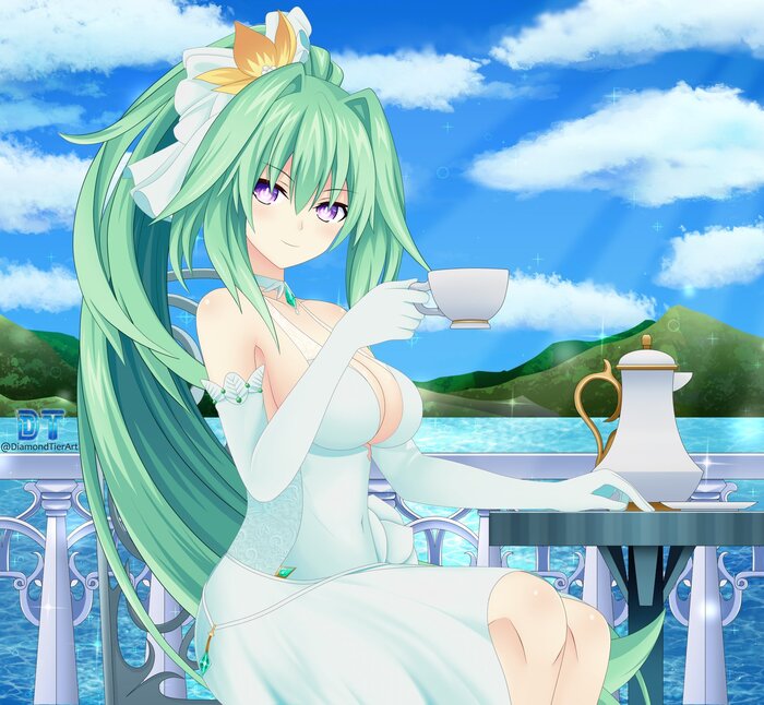 Green Heart Anime Art, Hyperdimension Neptunia, Neptunia, Vert, Green Heart