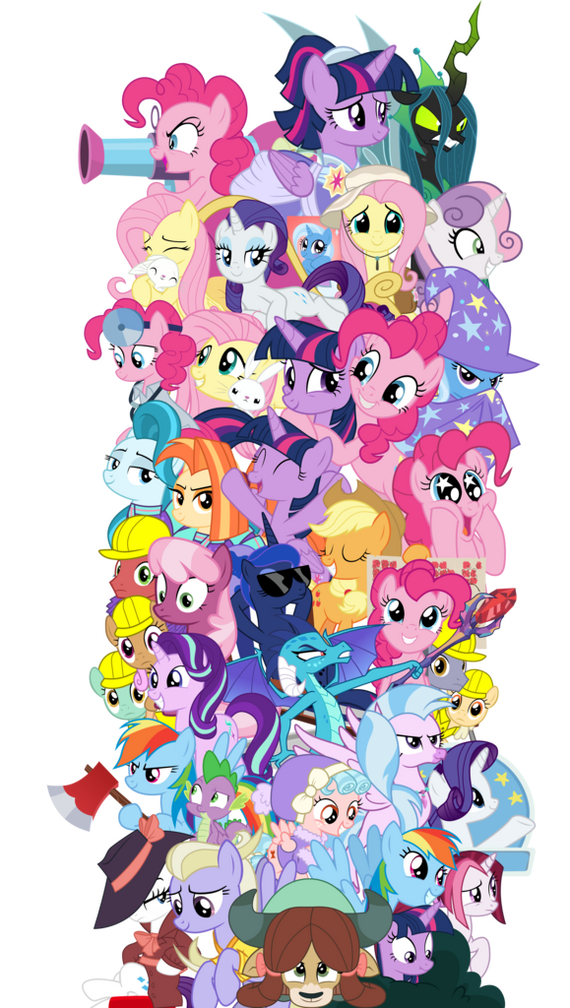  :   ,  32 My Little Pony, MLP_Evening, Twilight Sparkle, Queen Chrysalis, Pinkie Pie, Fluttershy, Rarity, Sweetie Belle, Trixie, Applejack, Cheerilee, Princess Luna, Starlight Glimmer, Princess Ember, Silverstream, Cozy Glow, Spike, Rainbow Dash, Yona, 