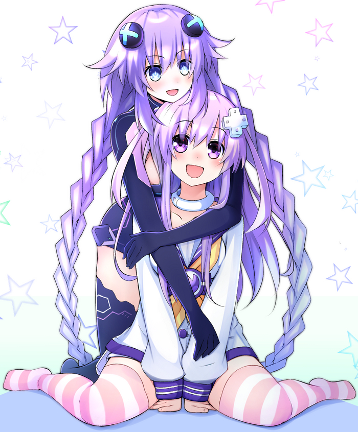 Sisters Anime Art, Hyperdimension Neptunia, Neptunia, Neptune, Purple Heart, Nepgear