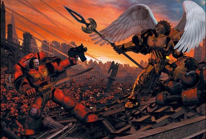 Deus Sanguinius & Deus Encarmine cover by Philip Sibbering