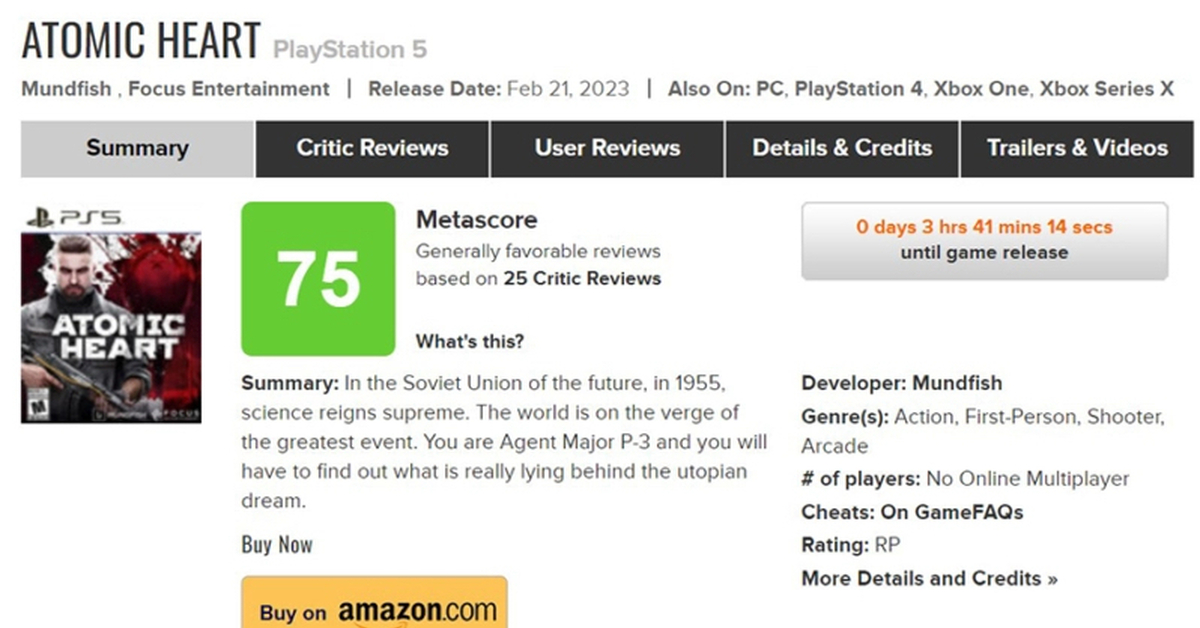 Рейтинг Atomic Heart обвалился на Metacritic - Рамблер/новости