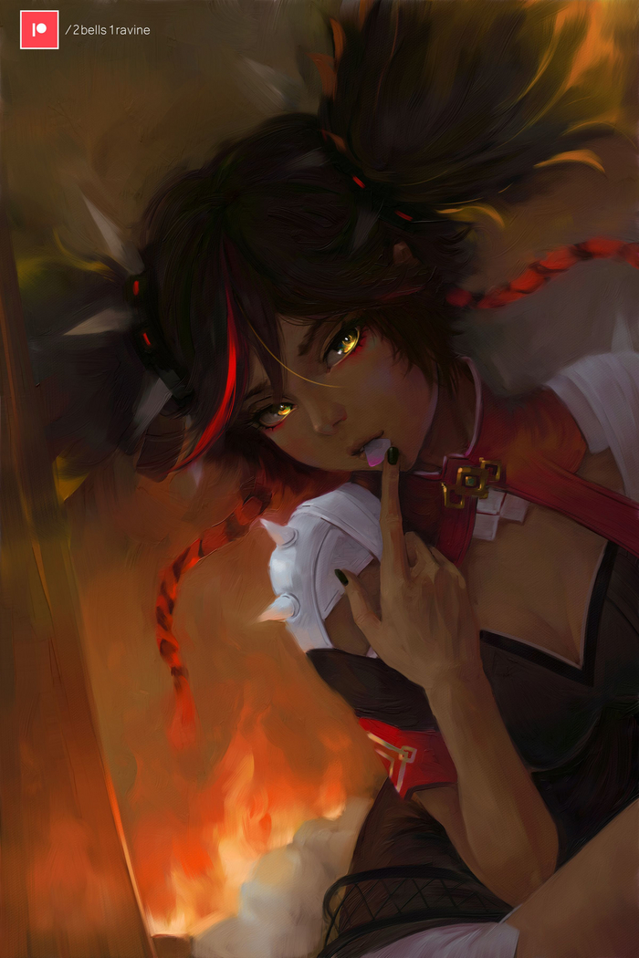   Genshin Impact, Anime Art, Xinyan, 