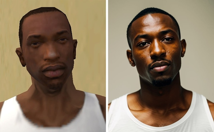 Реалистичные портреты персонажей Grand Theft Auto: San Andreas GTA: San Andreas, Компьютерные игры, Нейронные сети, Машинное обучение, Реализм, Длиннопост, Повтор