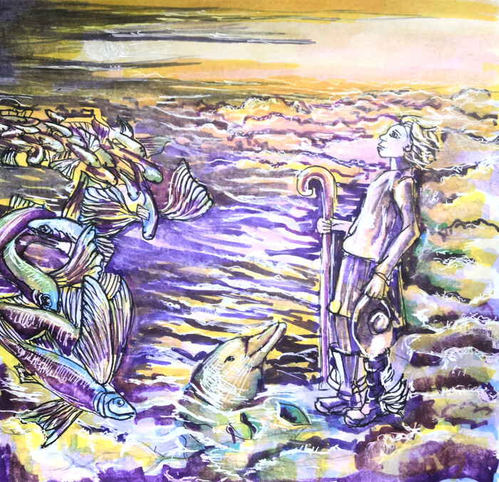 Пастух рыб, плавающих по небу