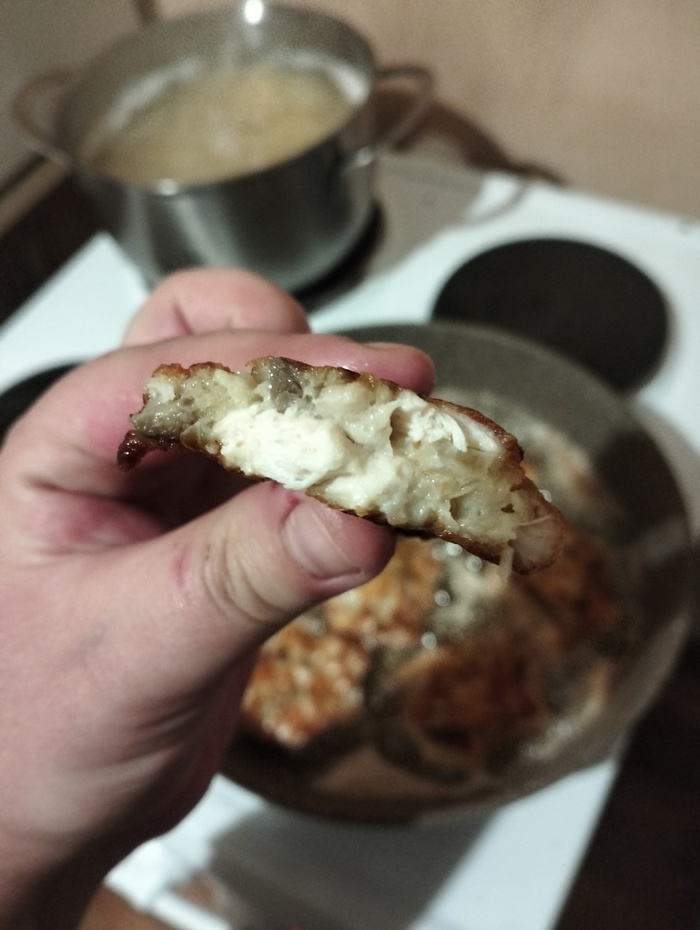 Рубленные куриные котлетки из филе с грибками Кулинария, Рецепт, Длиннопост, Котлеты, Курица