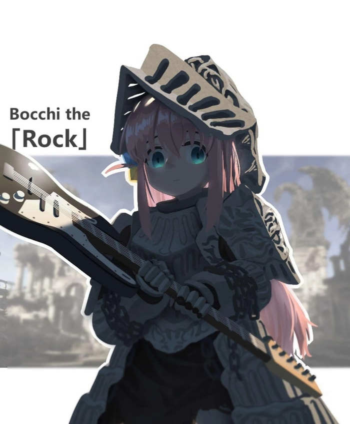   Anime Art, , Bocchi the Rock!, Gotou Hitori, Dark Souls, Havel the Rock