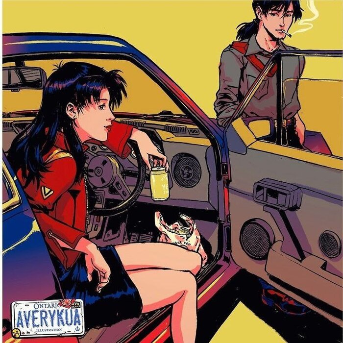  Anime Art, , Misato Katsuragi, Ryoji Kaji, Evangelion