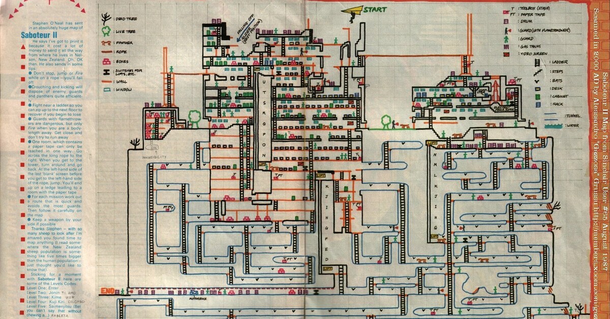 Карта 2 2 играть. Saboteur 2 ZX Spectrum. Saboteur 2 карта. Saboteur Map ZX Spectrum. Saboteur ZX Spectrum карта.