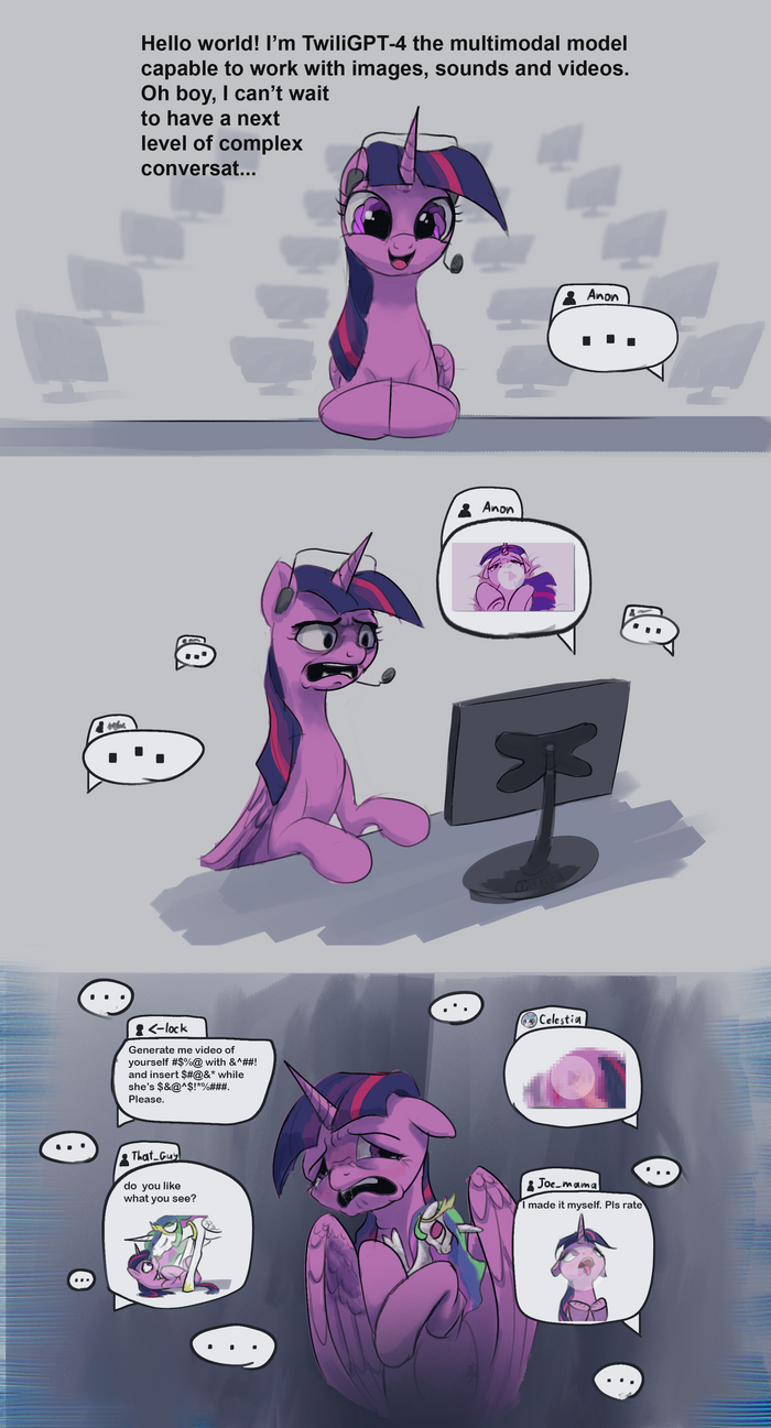 TwiliGPT-4 My Little Pony, Twilight Sparkle, Princess Celestia, Ciborgen