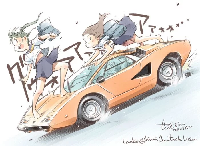 Большие гонки Аниме, Anime Art, Арт, Авто, Lamborghini, Nissan, Toyota, Lotus, Ваз 2121, Длиннопост