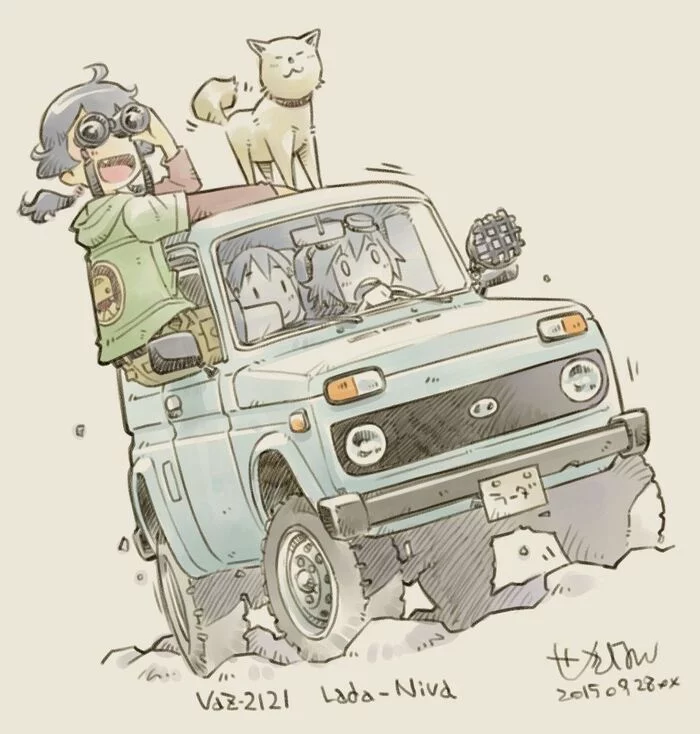 Большие гонки Аниме, Anime Art, Арт, Авто, Lamborghini, Nissan, Toyota, Lotus, Ваз 2121, Длиннопост