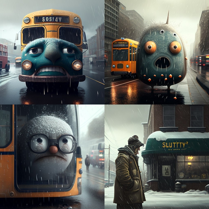 Сидела как-то, болела. Насморк, голова болит. Нейросеть выдала вот такое... Запрос был - « Сопливый день»