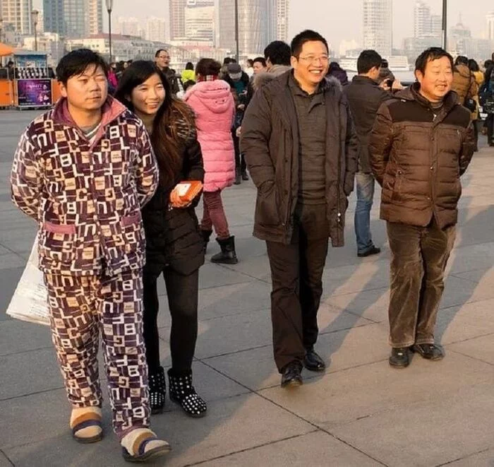 Китайская зимняя пижама Китай, Зима, Одежда, Длиннопост, Пижама, Фотография