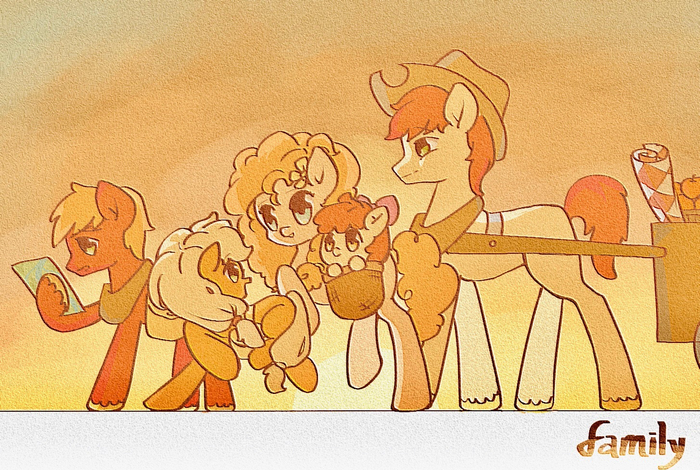 Семья My Little Pony, Applejack, Applebloom, Big Macintosh, Bright Mac, Pear Butter