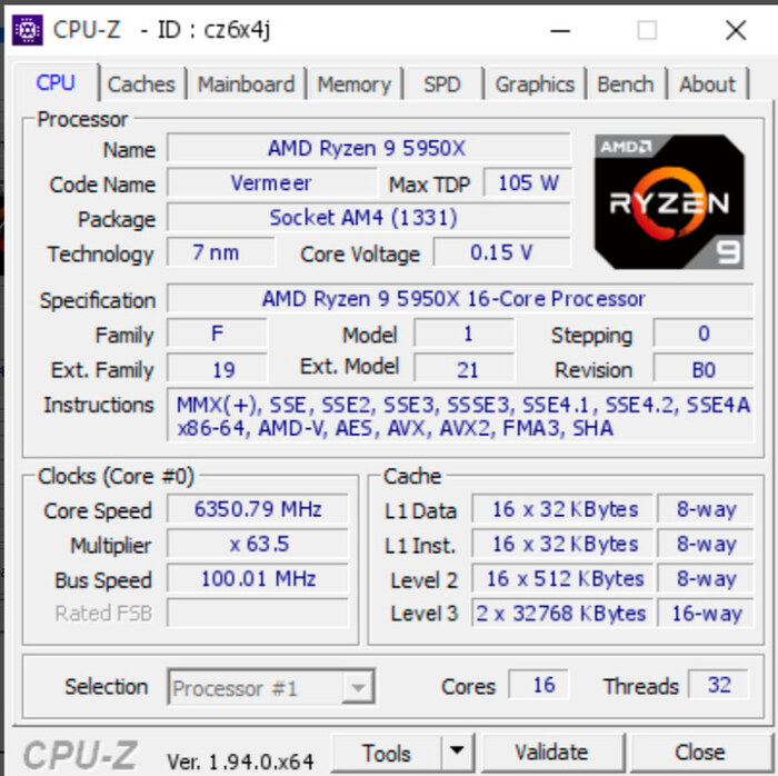  Gigabyte Technology     AMD Ryzen 9 5950X   6362  , 