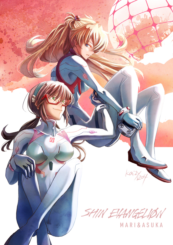    () , Evangelion, Asuka Langley, Anime Art, Makinami Mari