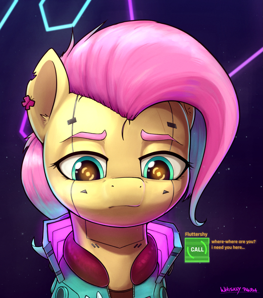  My Little Pony, Ponyart, Fluttershy, Cyberpunk 2077