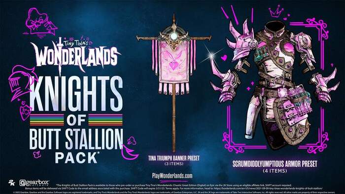  Shift-  Tiny Tina's Wonderlands   Knights of Butt Stallion Pack Gearbox software,  