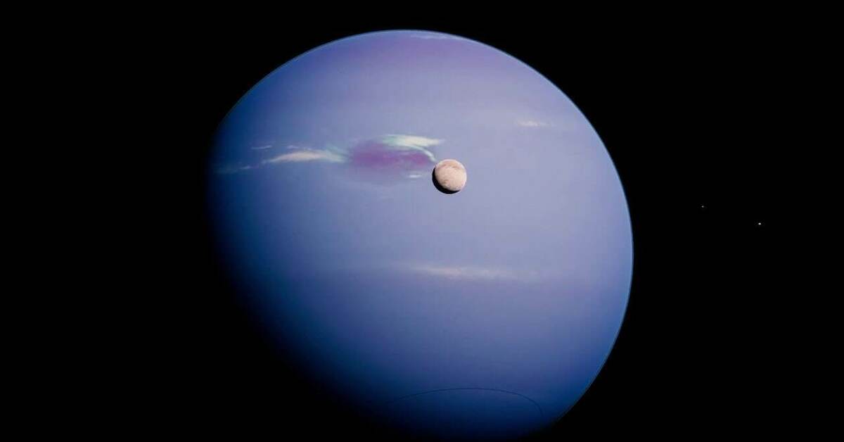 Нептун 6 планета. Тритон Спутник Нептуна. Нептун Планета спутники Тритон. Путник Тритон планеты Нептун. Планета Нептун Вояджер 1989.