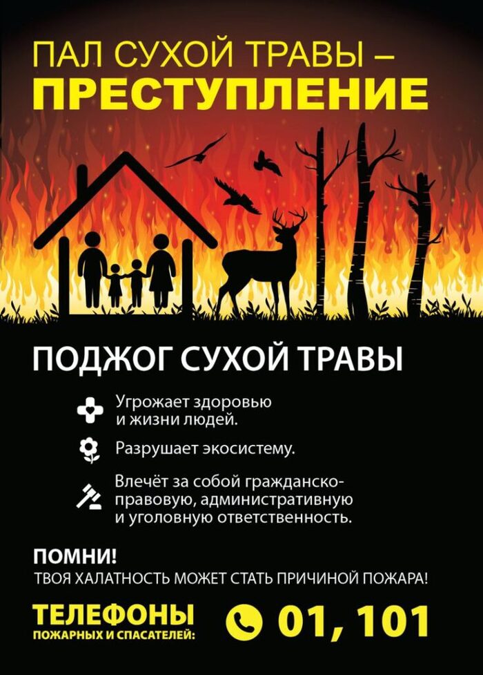 Полиция обращает внимание граждан на недопустимость поджога сухой травы