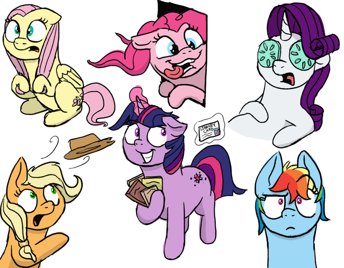Mane Six My Little Pony, Twilight Sparkle, Fluttershy, Applejack, Rarity, Rainbow Dash, Pinkie Pie