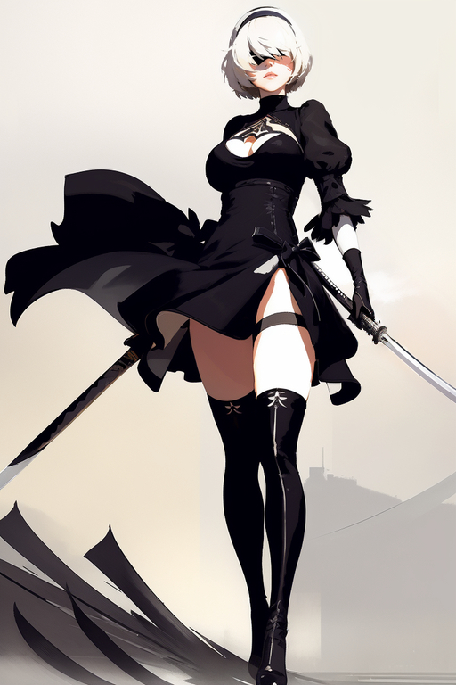  2B  , , Stable Diffusion, Yorha unit no 2 type B, Nier Automata, Game Art, 