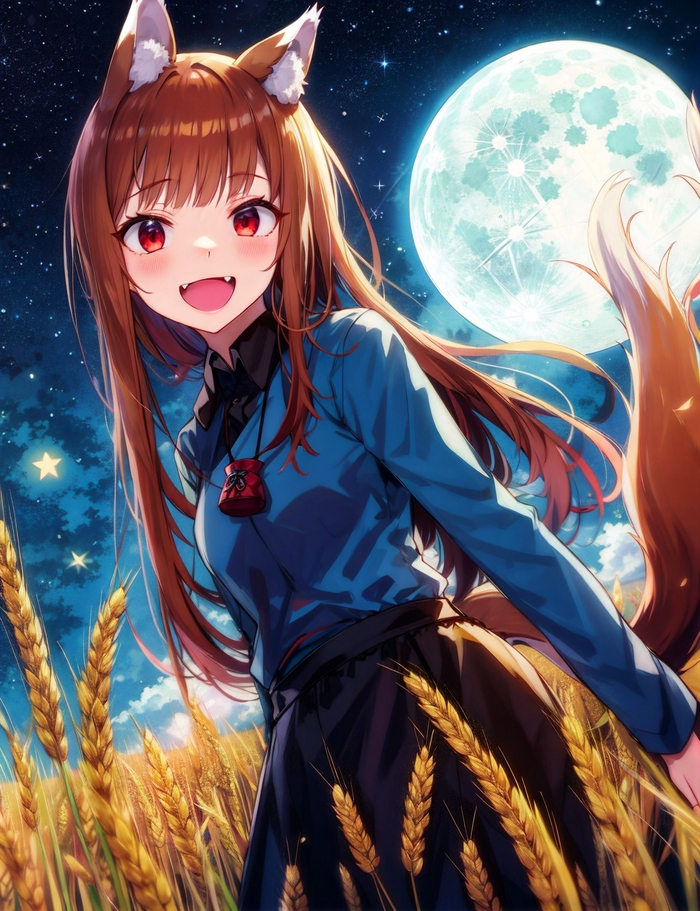  - .      ! , , Anime Art, Holo, Spice and Wolf, 