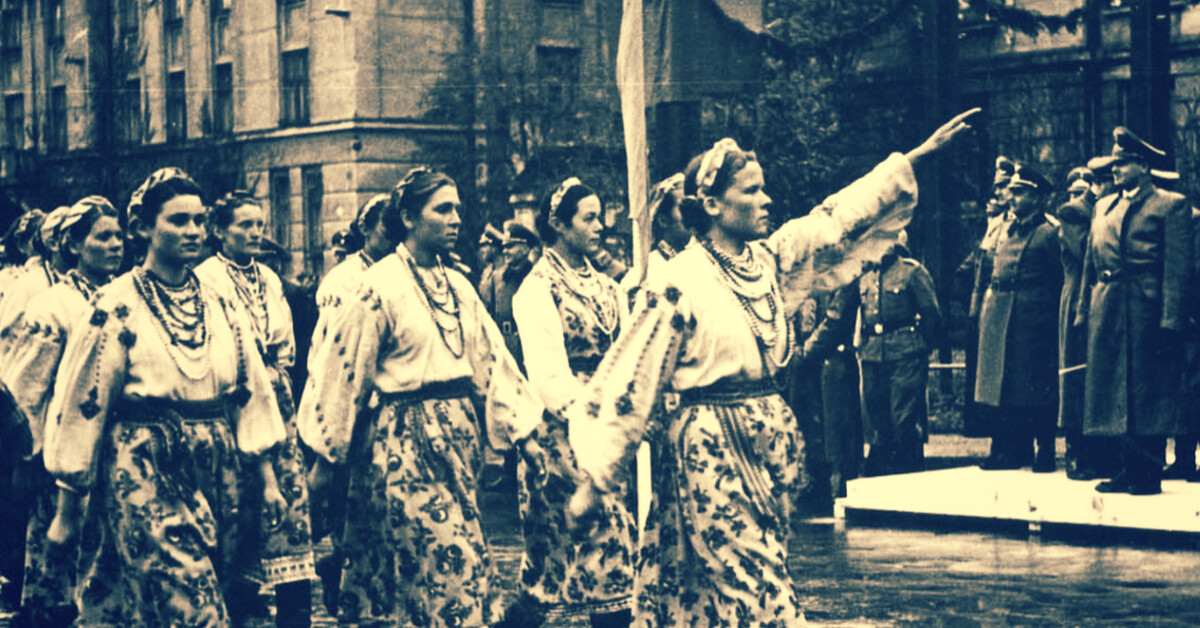 Парад упа во львове 1941 год. Бандеровцы 1941. Бандеровцы 1941. Украинские полицаи на службе у немцев. Оун упа 1940.